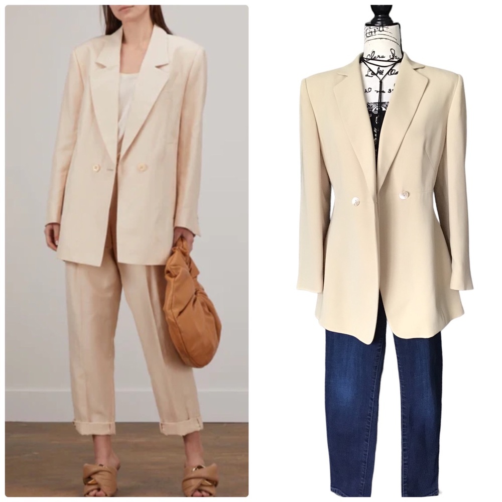 Rena Rowan - Vintage 90’s Crème 2 Button Blazer Jacket  - Size 10P